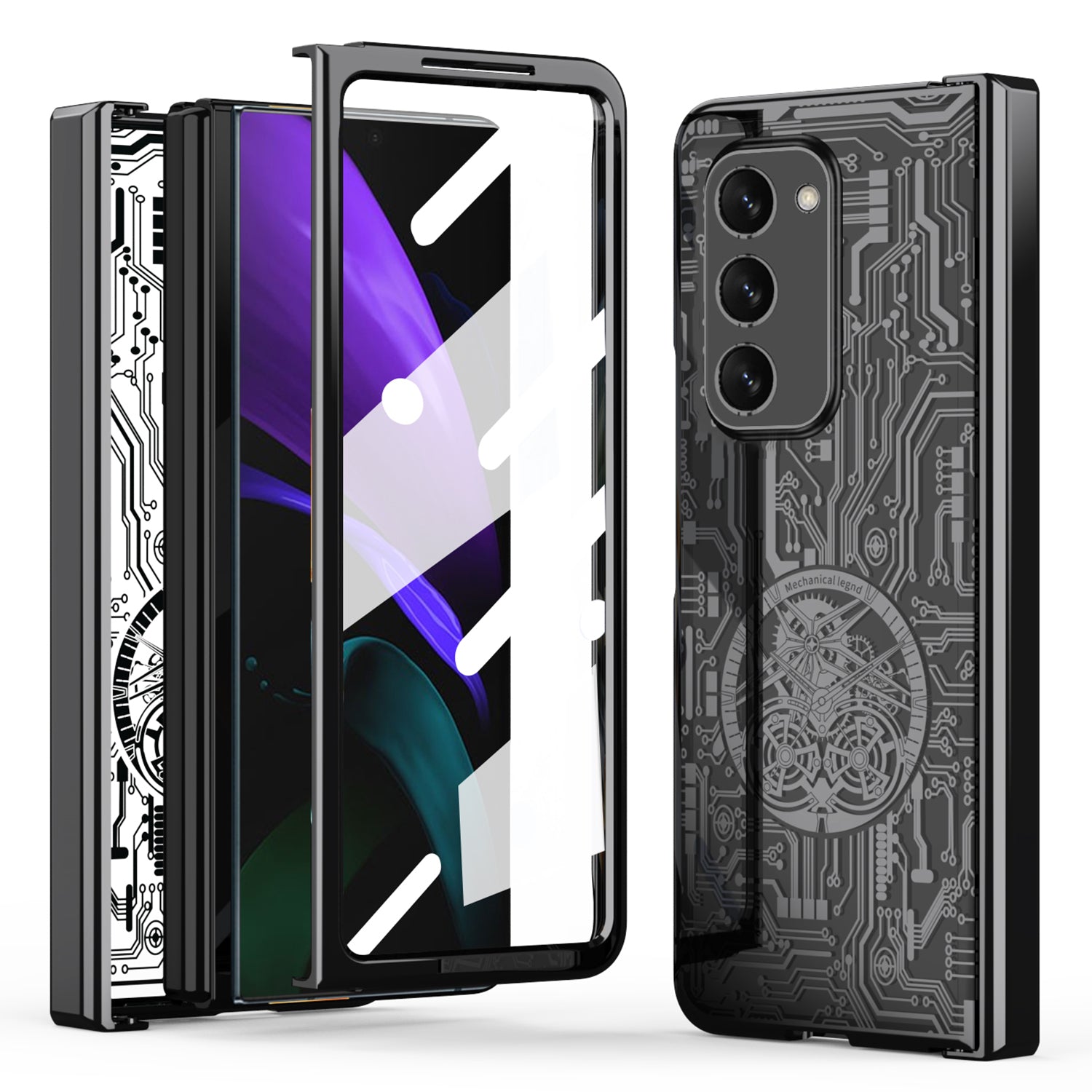 For Samsung Galaxy Z Fold2 5G Mechanical Legend Series Hinge Protection Phone Case Hard PC Electroplating Cover with Tempered Glass Film For Samsung Galaxy Z Fold2 5G Mechanical Legend Series Hinge Protection Phone Case Hard PC Electroplating Cover with Tempered Glass Film